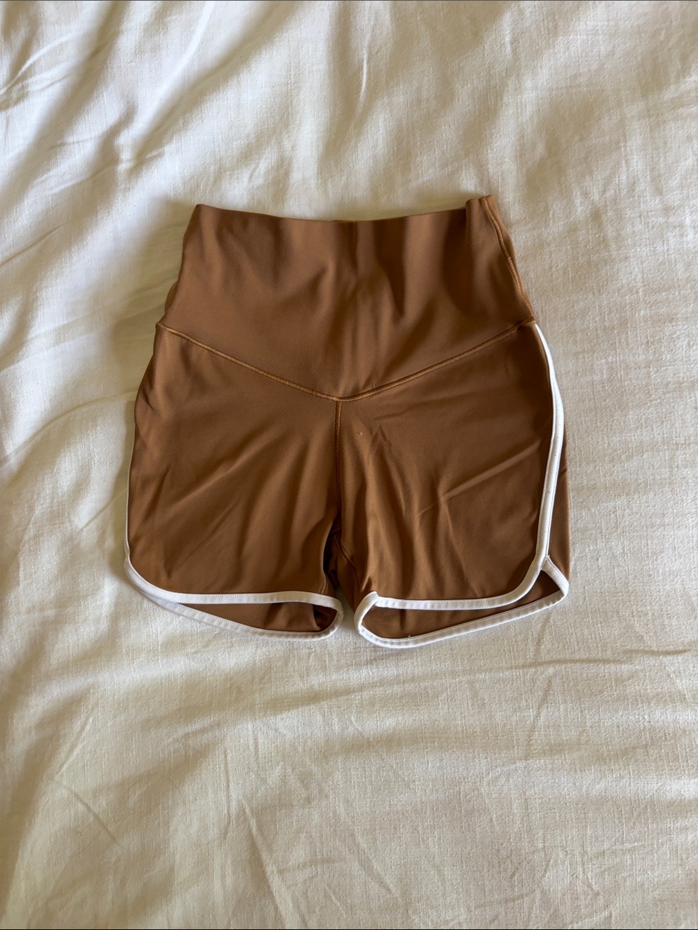 Aerie Brown Women's Athletic Shorts with White Trim